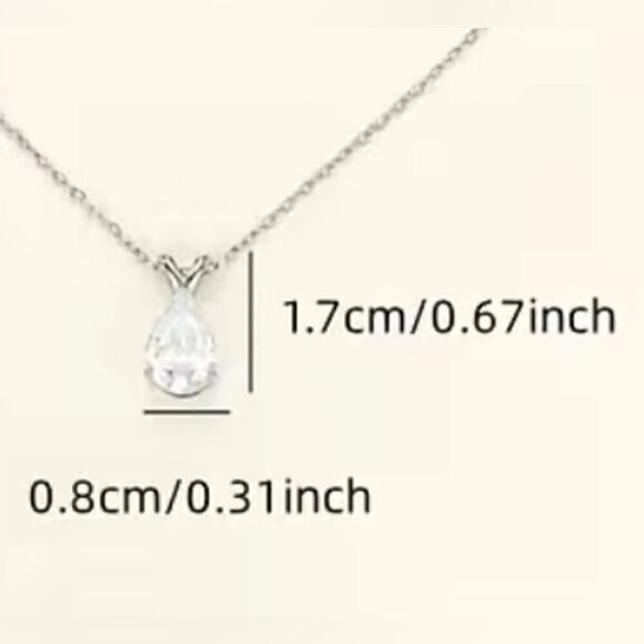 D422 Sparkling 925 Sterling Silver Necklace Gemstone  925 Silver Plated Teardrop Gemstone Zircon Pendant Necklace